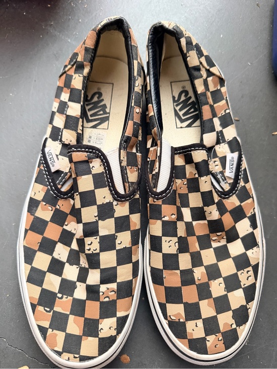 Vans Other - Vans Checkerboard Slip-On Sneakers in Black & Tan